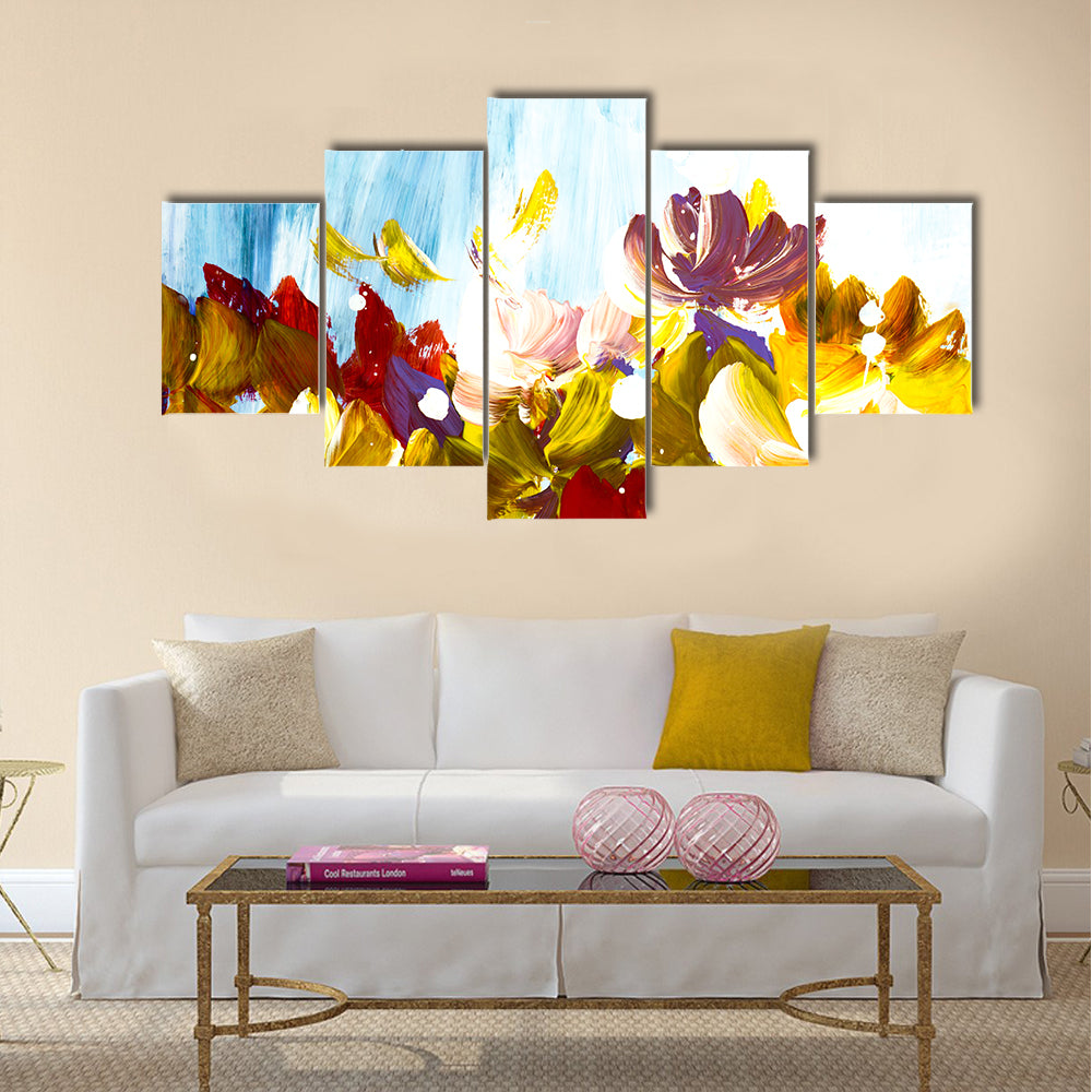 Colorful Abstract Flowers Canvas Wall Art