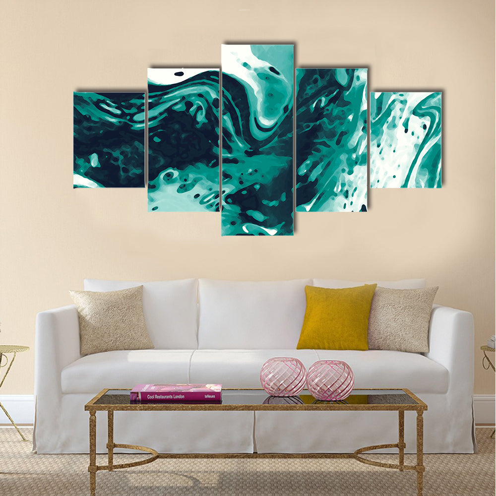 Turquoise Fluid Marbling Canvas Wall Art