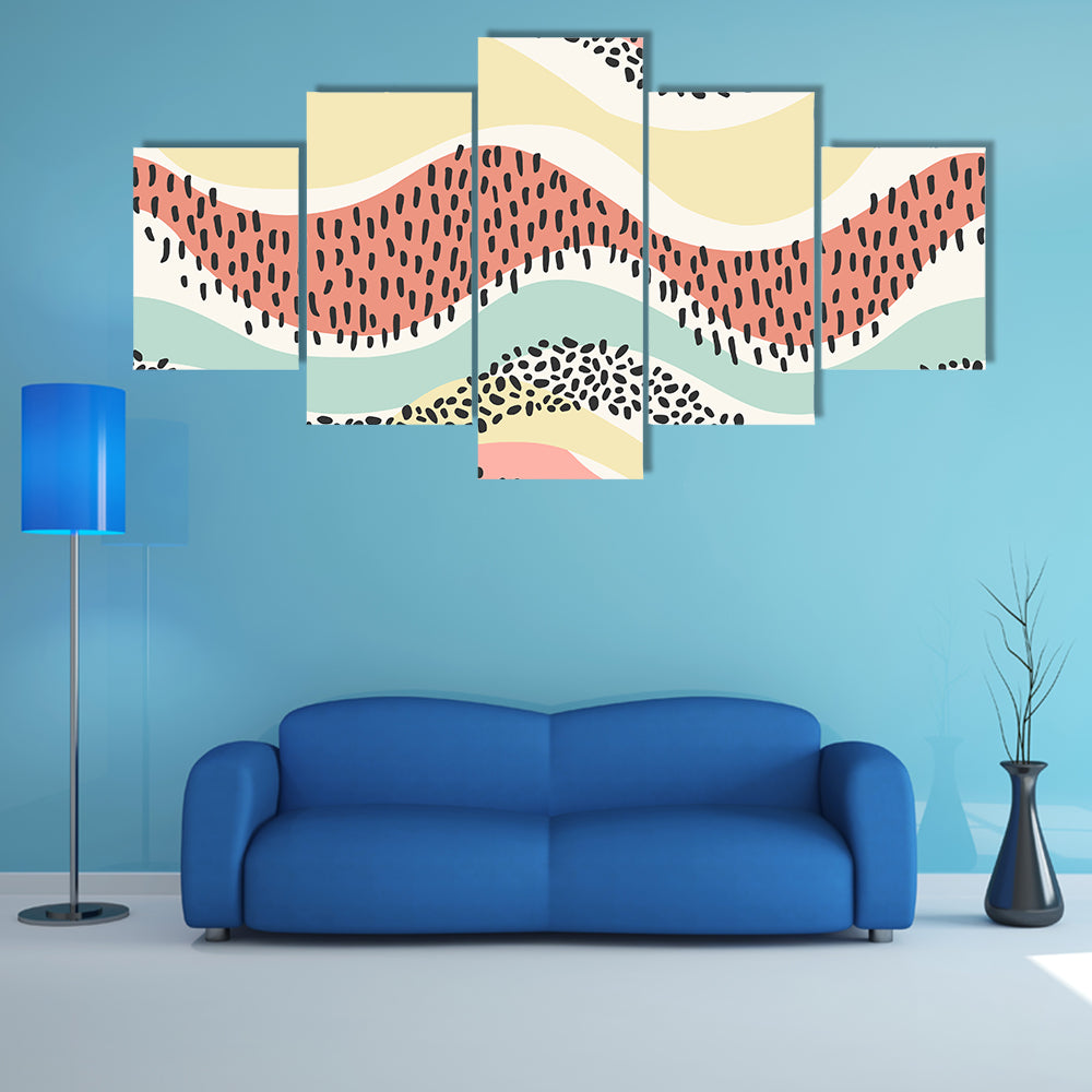 Layered Wavy Pattern Canvas Wall Art