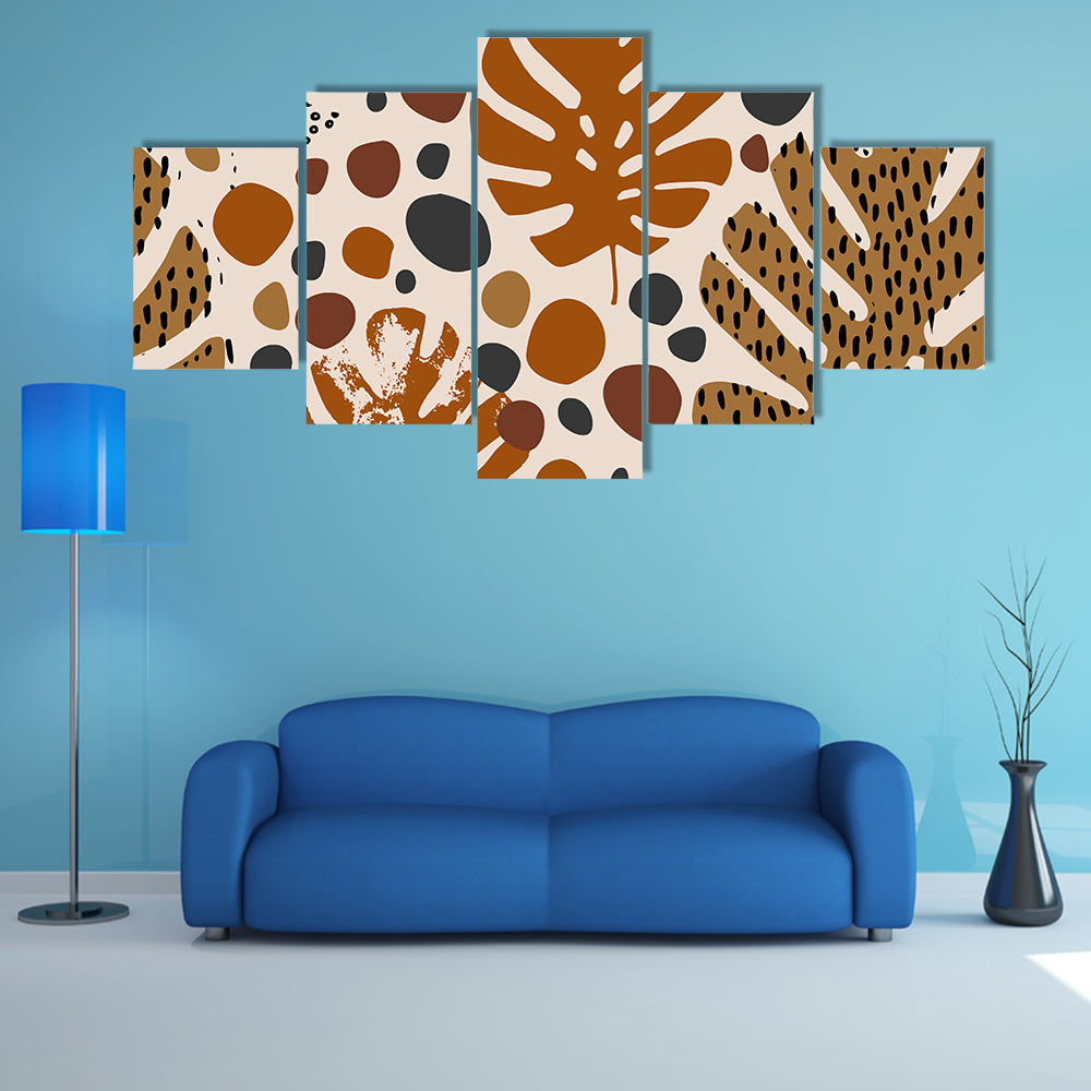 Tropical Monstera Leaf Pattern Canvas Wall Art