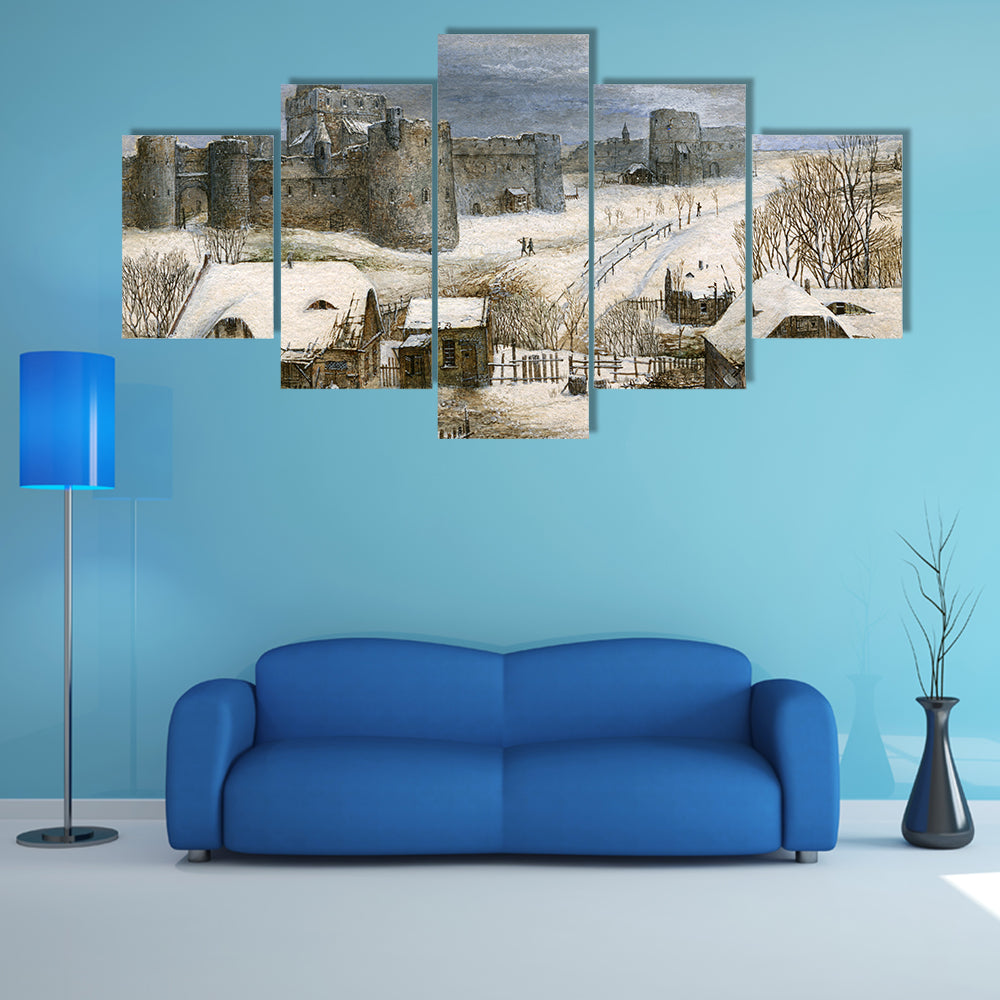 Medieval Castle In Winter Canvas Wall Art