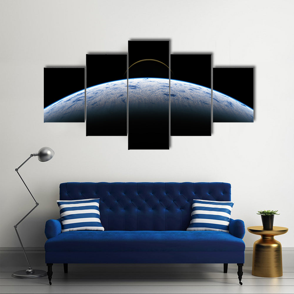 Earth &amp; Moon From Space Canvas Wall Art