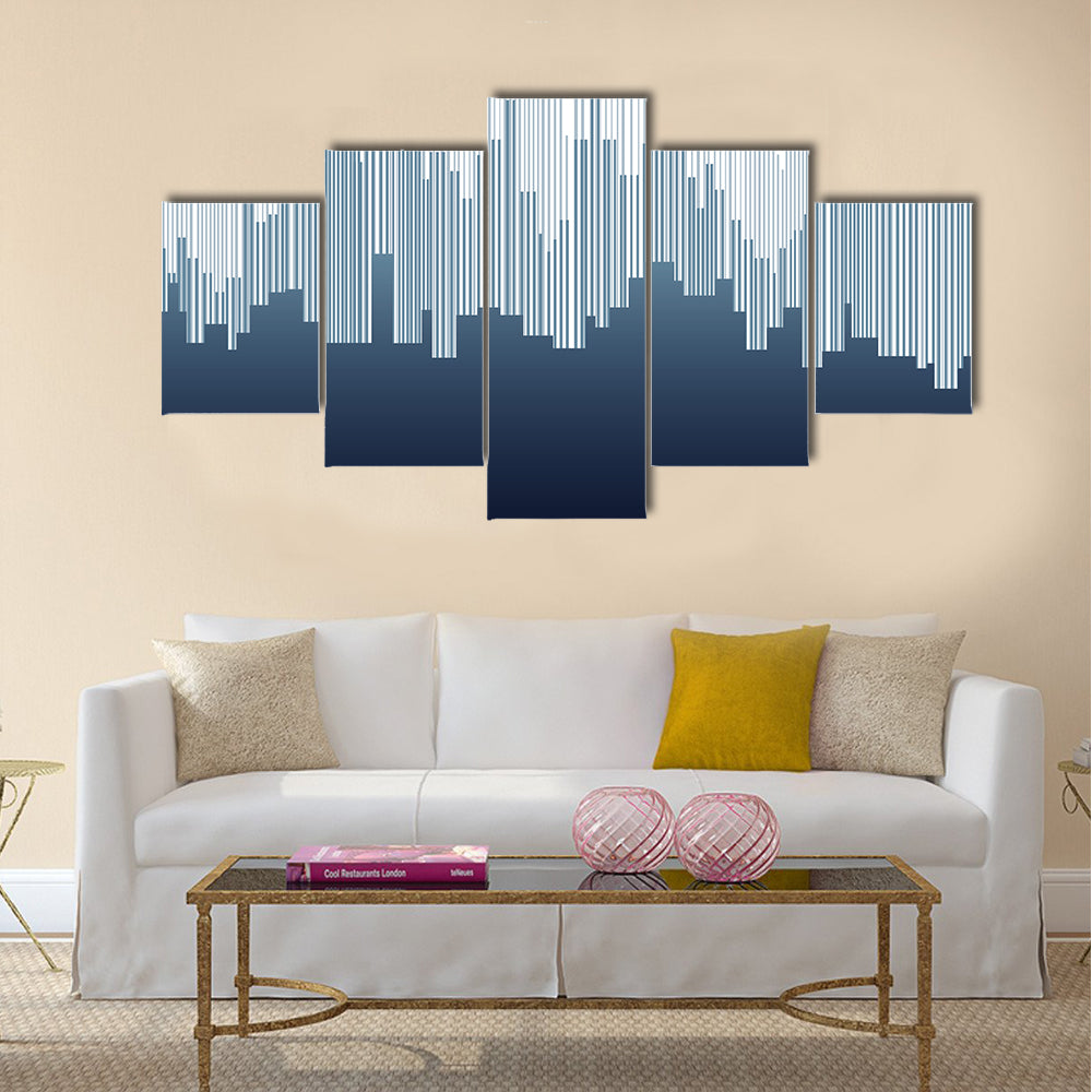 Minimalist City Skyline in Navy and White Canvas Wall Art