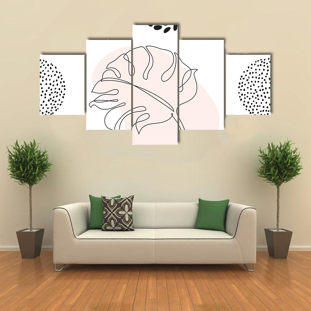 Tropical Monstera Leaf Silhouette Canvas Wall Art