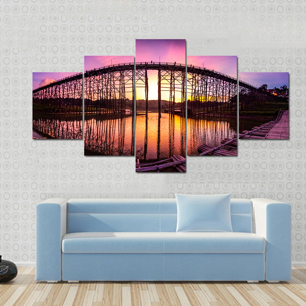 Mon Bridge At Sunset Canvas Wall Art
