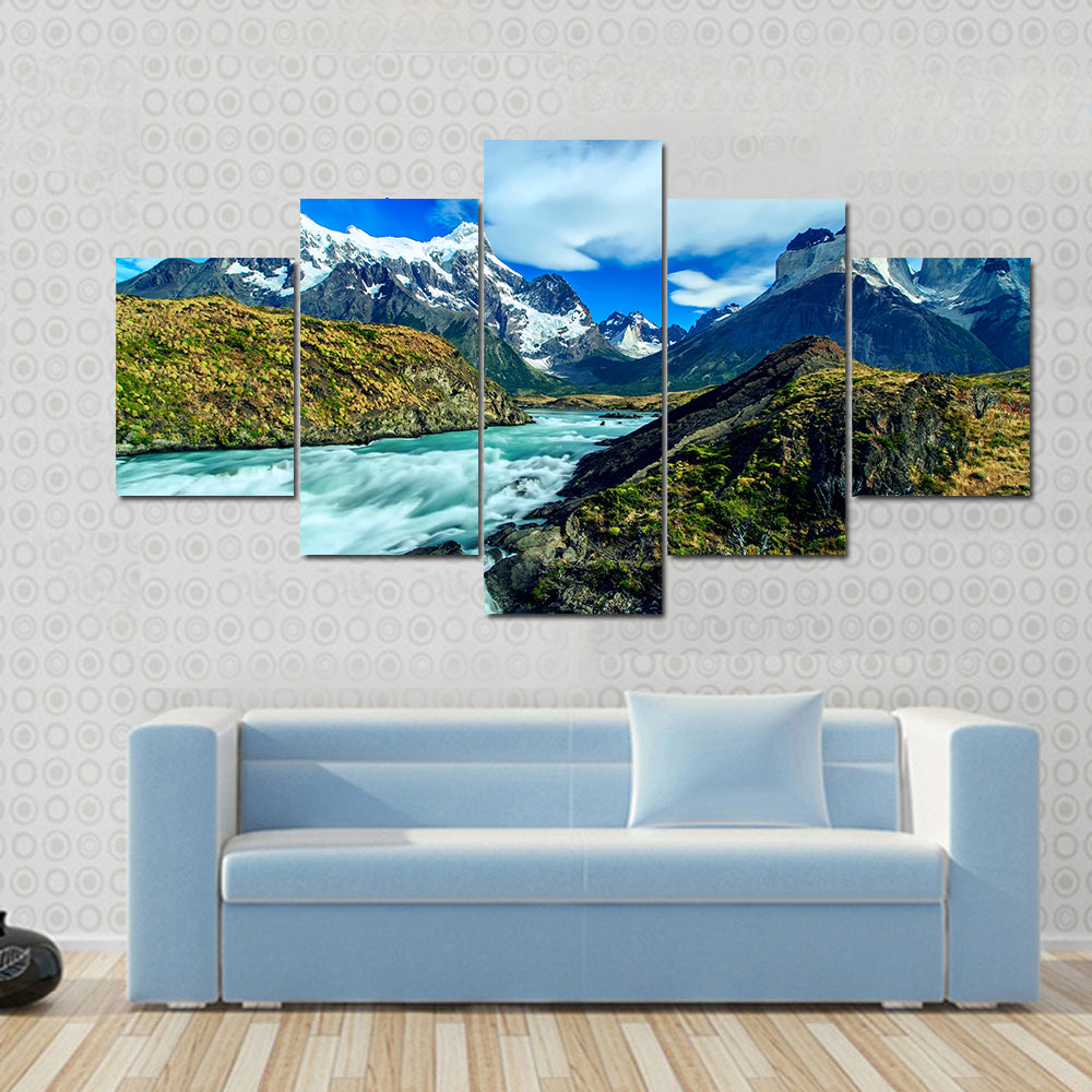 Luxury River Mountain Canvas Wall Art
