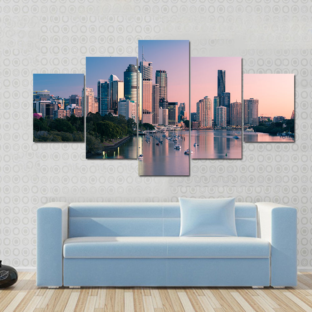 Brisbane Downtown At Sunrise Canvas Wall Art