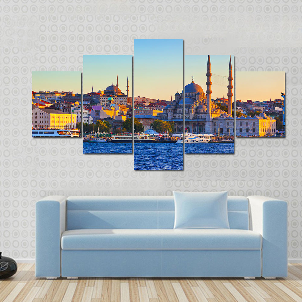 Istanbul Cityscape At Sunset Canvas Wall Art