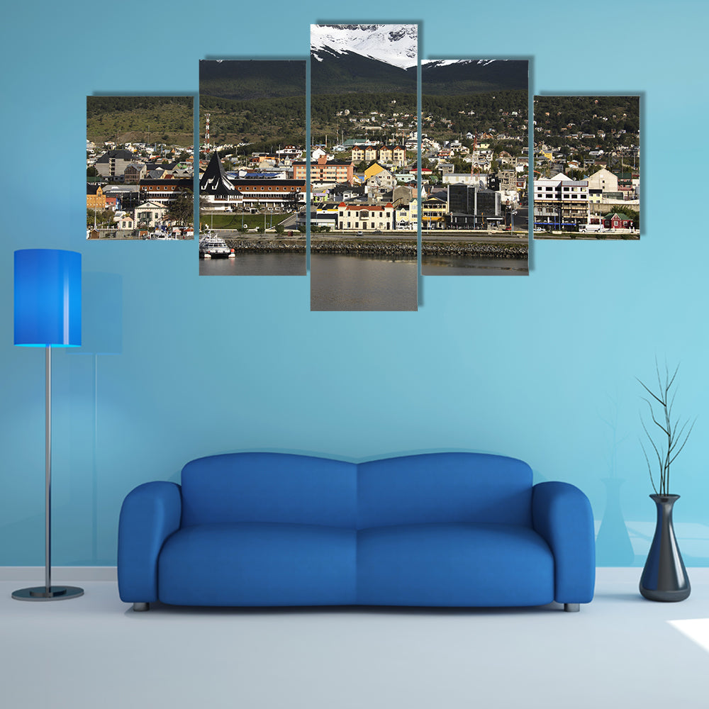 Ushuaia Harbor with Snow-capped Peaks Canvas Wall Art