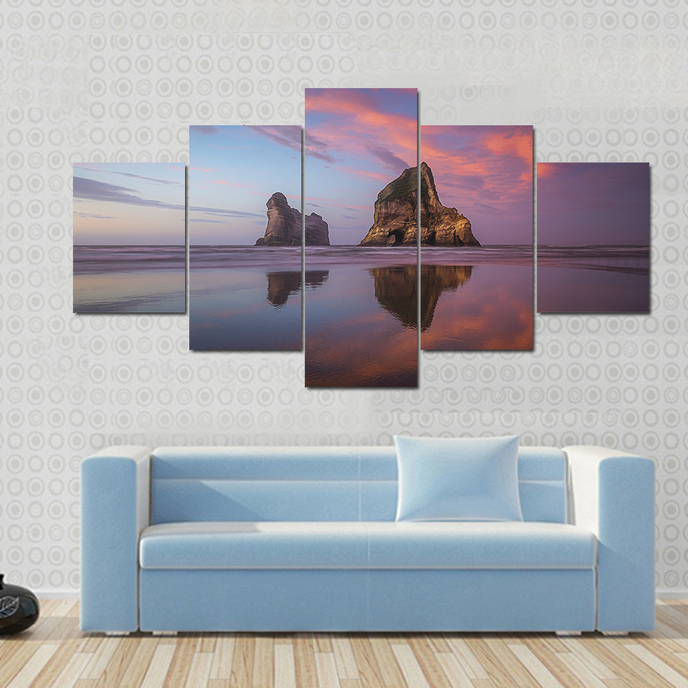 Sunrise At Wharariki Beach In New Zealand Canvas Wall Art