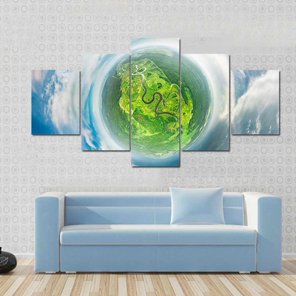 Small Planet Concept From Space Canvas Wall Art