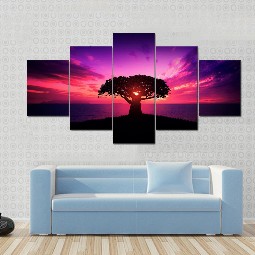 Baobab Tree at Sunset Canvas Wall Art