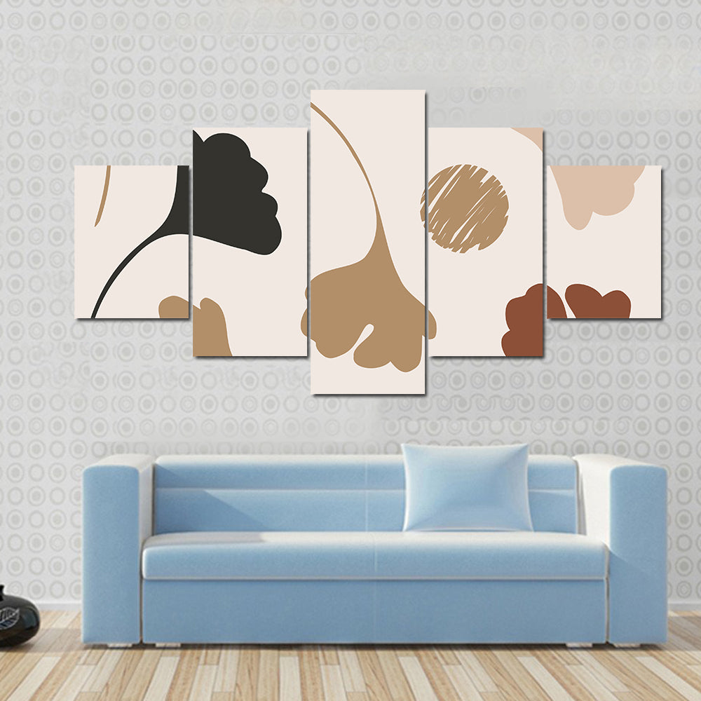 Natural Ginkgo Leaf Silhouettes Canvas Wall Art