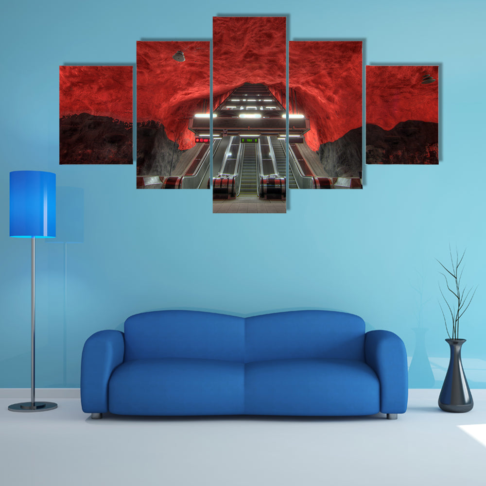 Stockholm Metro Station Interior Canvas Wall Art