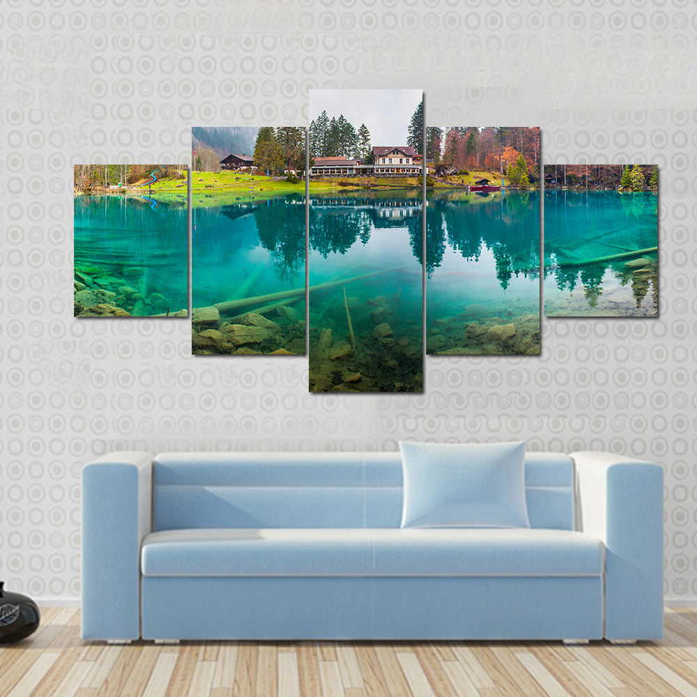 Hotel Forellenzucht in Blausee Town Switzerland Canvas Wall Art