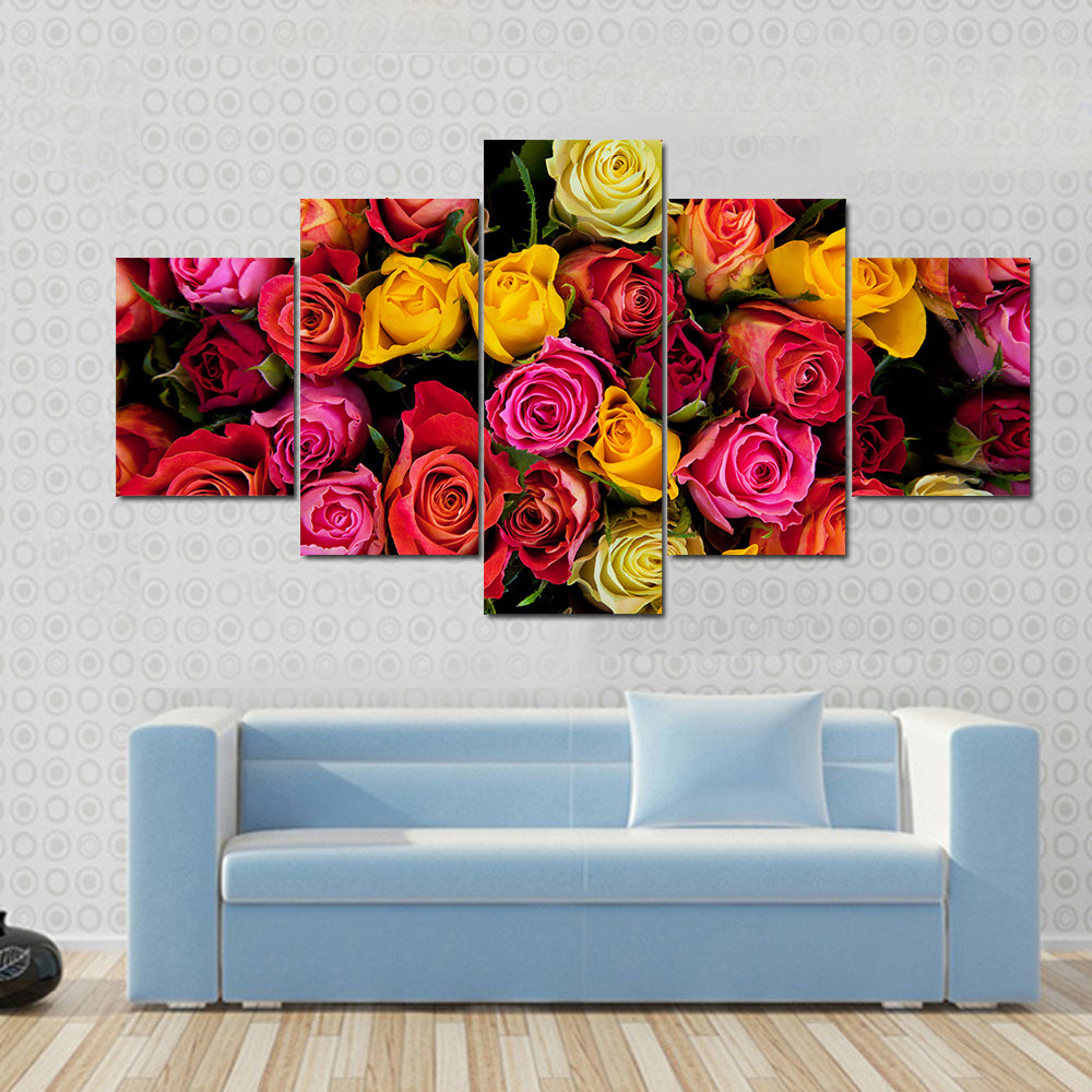 Colorful Roses Bouquet Canvas Wall Art