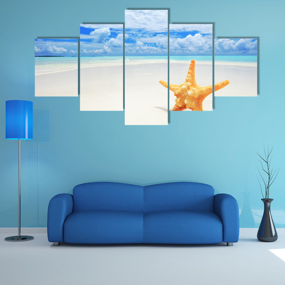 Starfish On Beach At Kuredu Island Maldives Canvas Wall Art