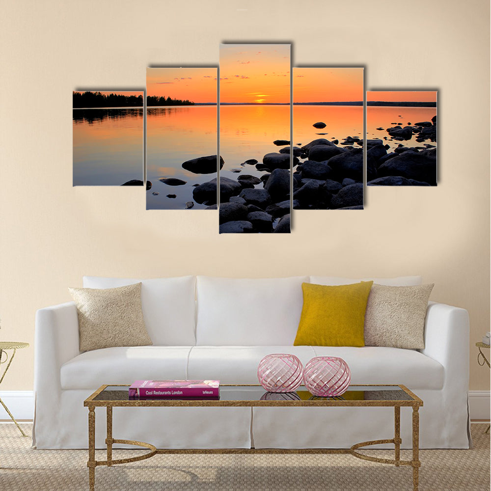 Beach At Sunset In Sweden Canvas Wall Art