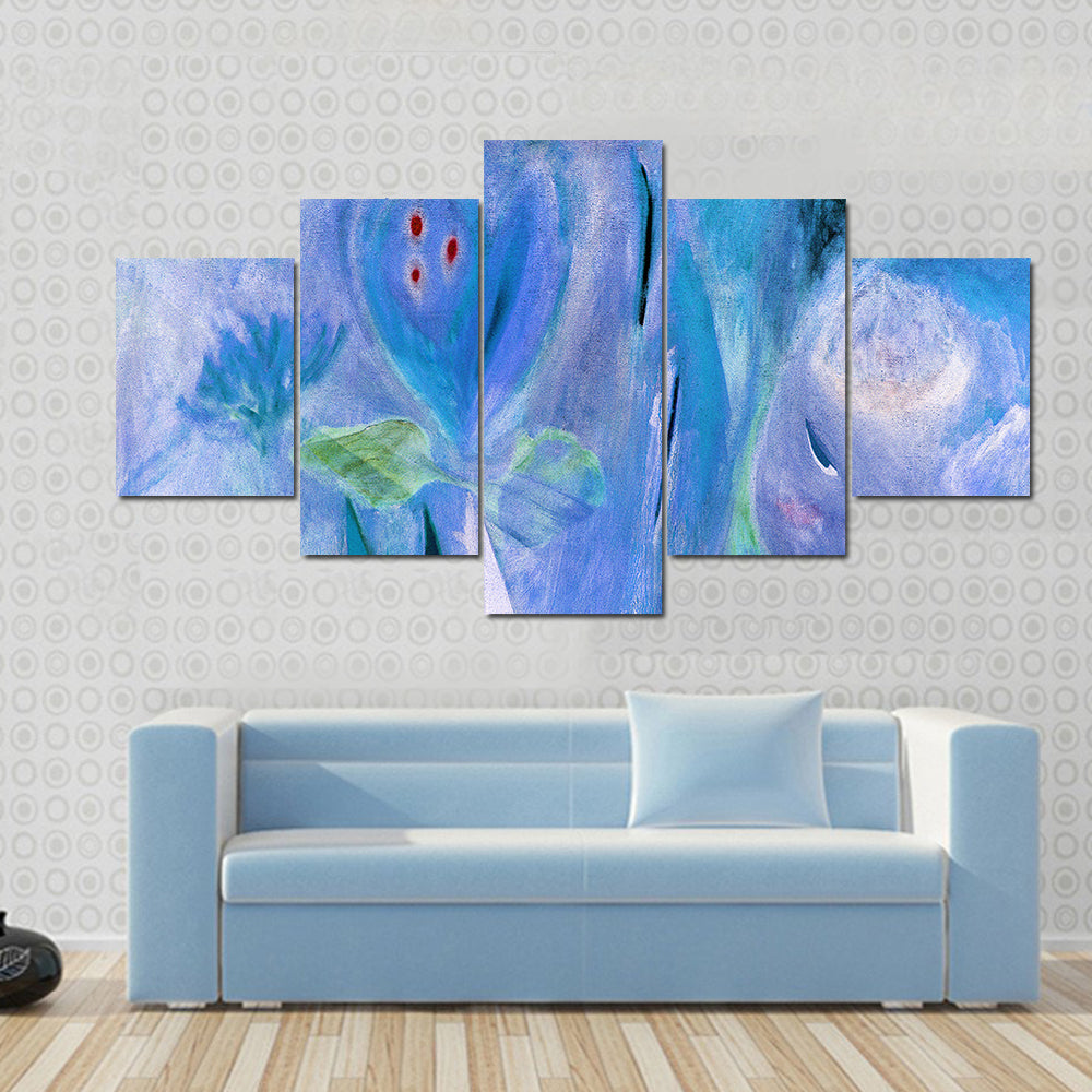 Dreamlike Blue Abstract with Stylized Face Canvas Wall Art