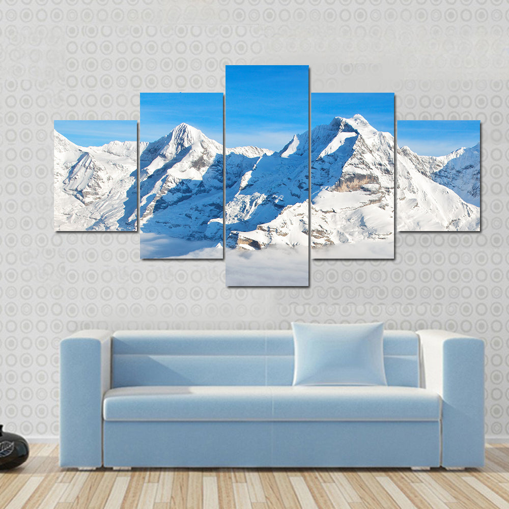 Swiss Alps In Winter Canvas Wall Art