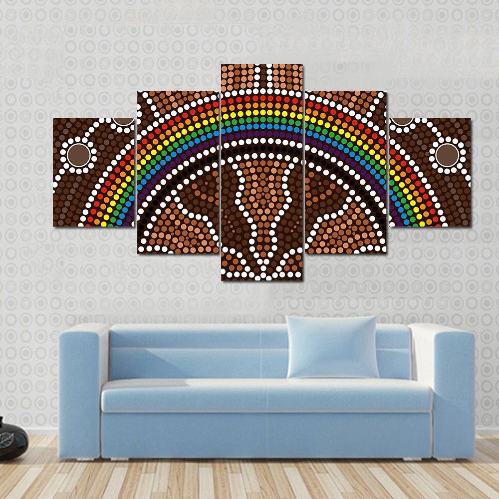 Aboriginal Rainbow Dot Painting Canvas Wall Art