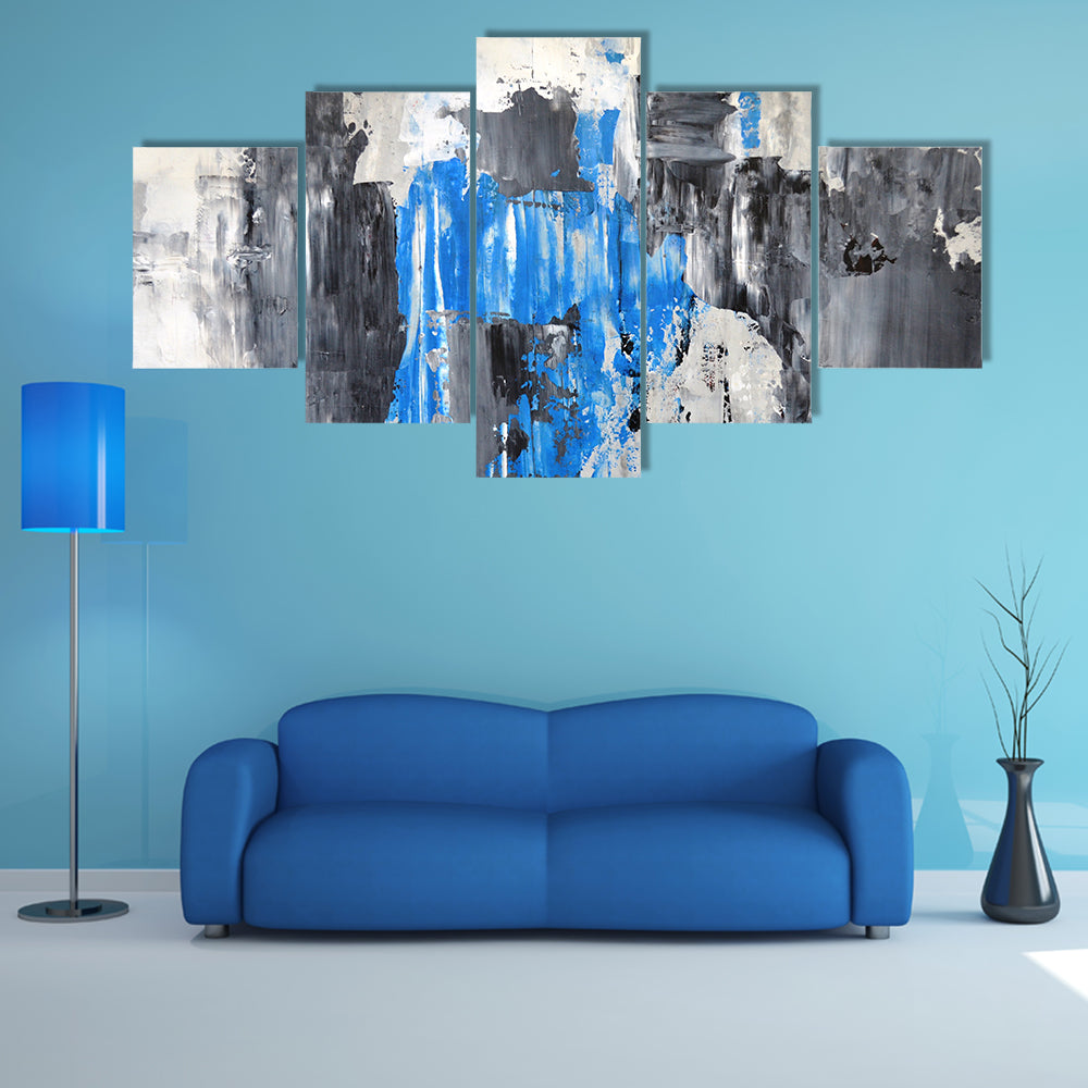 Blue Abstract with Palette Knife Texture Canvas Wall Art