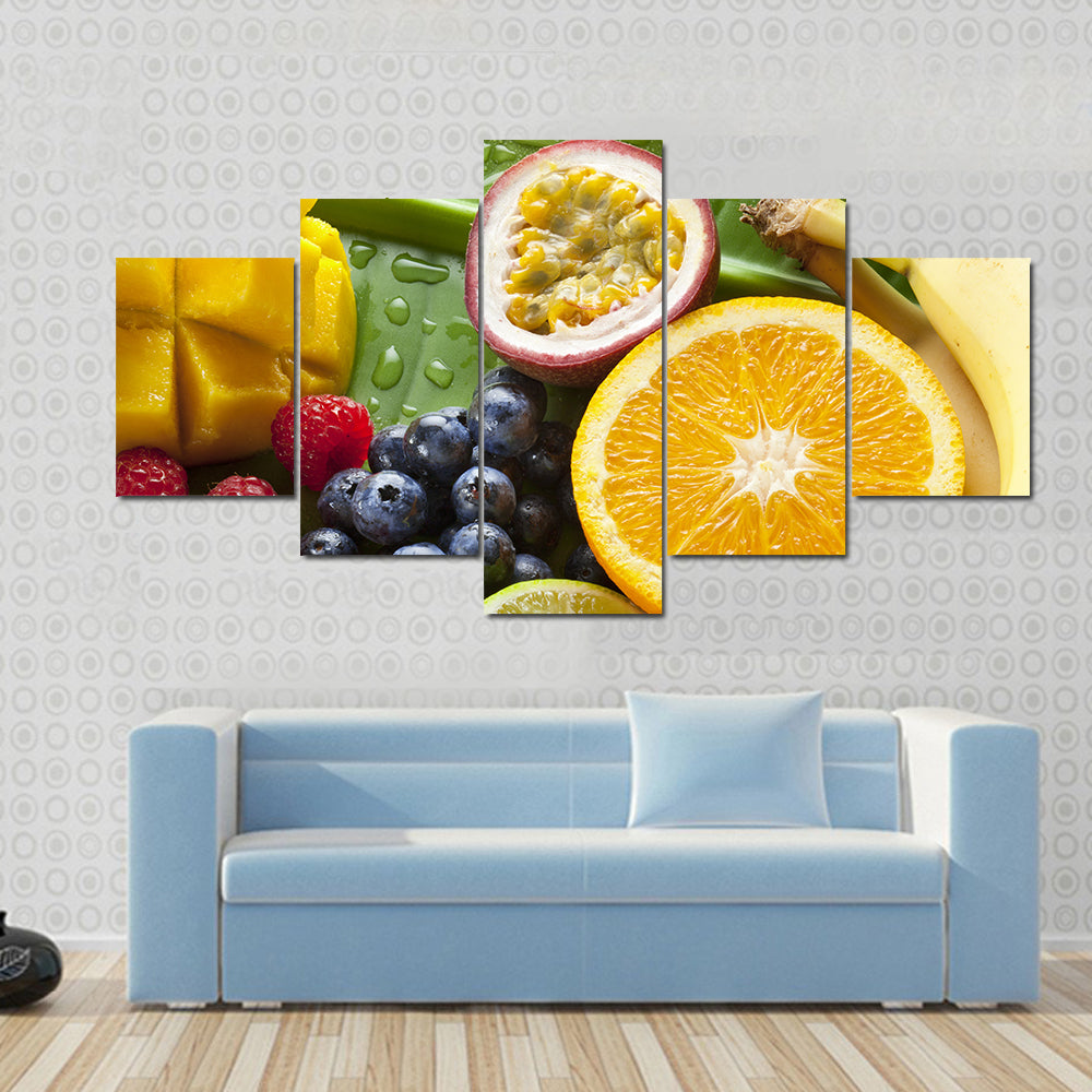 Fresh Tropical Fruit Still Life Canvas Wall Art