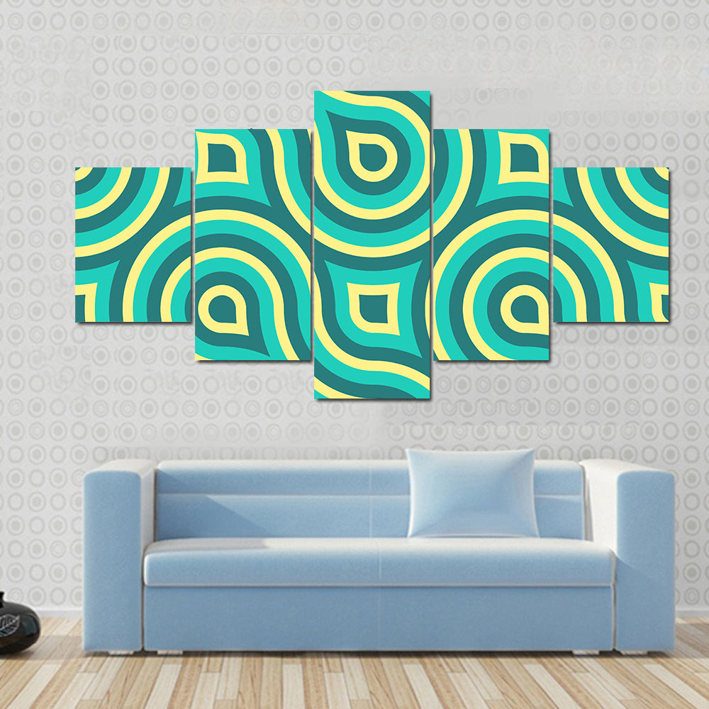 Retro Teal Geometric Pattern Canvas Wall Art