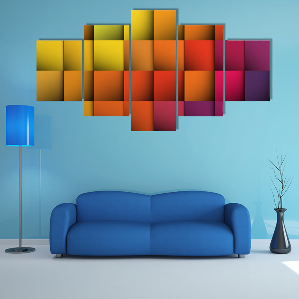 Colorful 3d Cube Grid Canvas Wall Art