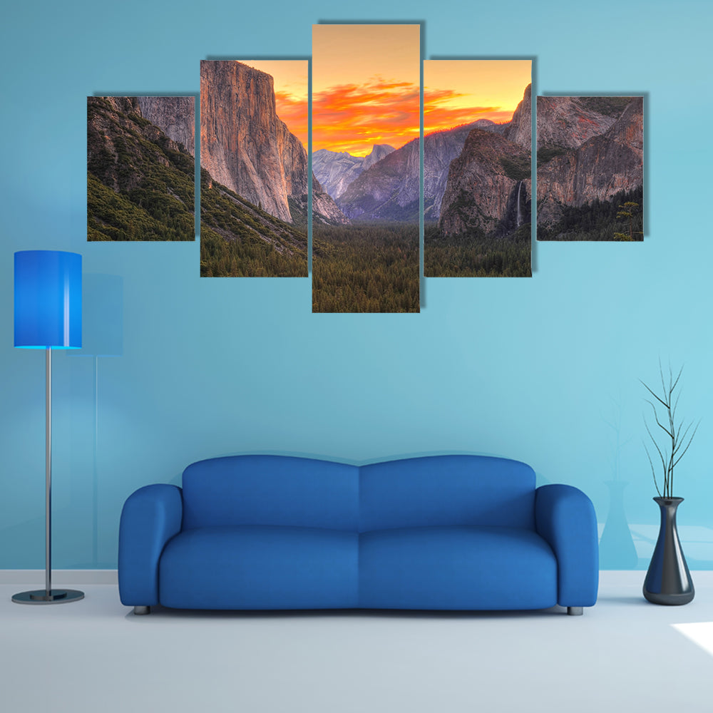 Yosemite Sunrise Over Granite Valley Canvas Wall Art