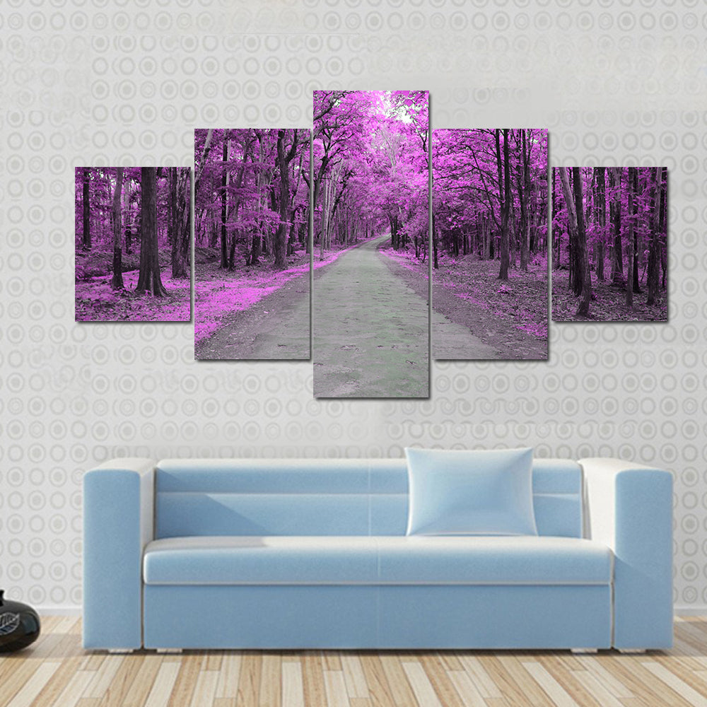 Forest Road In Autumn Canvas Wall Art