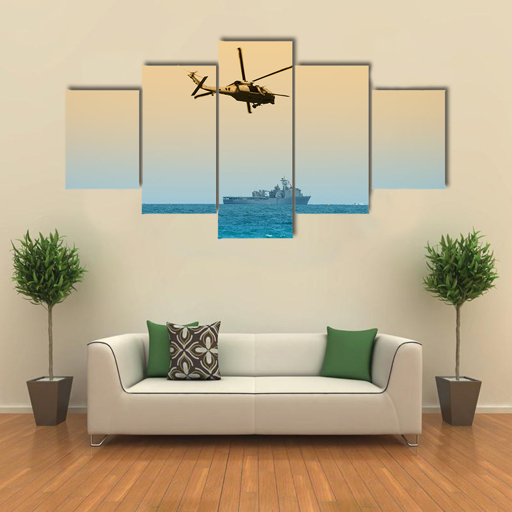 Military Helicopter On Patrol Canvas Wall Art