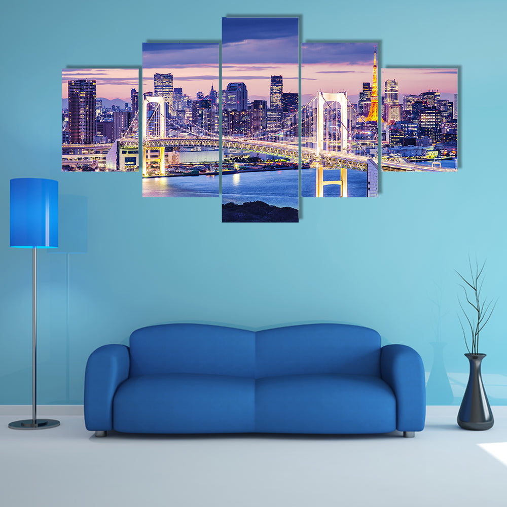 Rainbow Bridge Over Tokyo Bay Canvas Wall Art