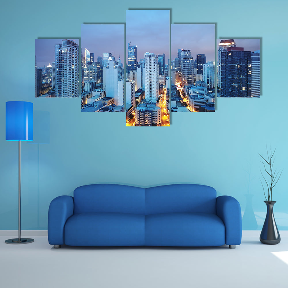 Manila Skyline at Twilight Canvas Wall Art