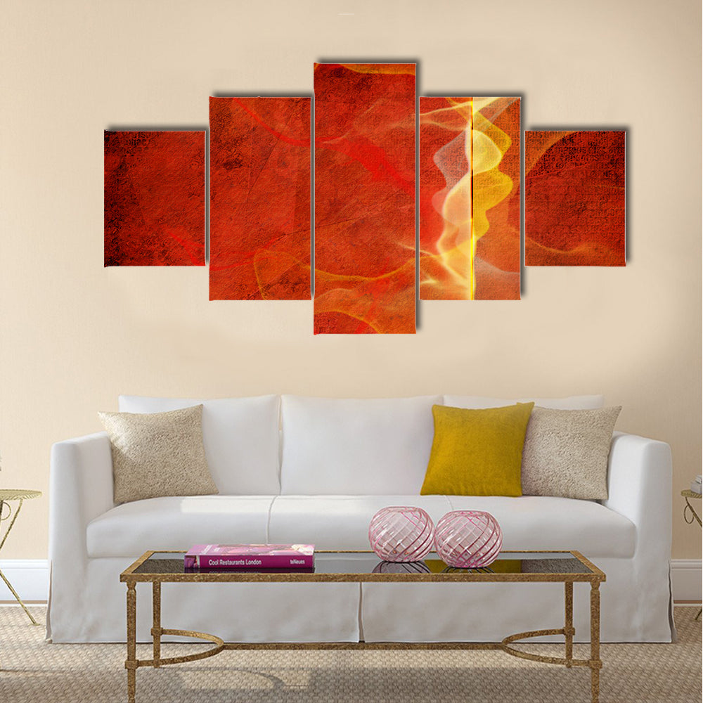 Fiery Marble Abstract in Red and Gold Canvas Wall Art