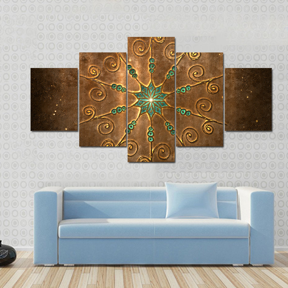 Fabric Style Mandala Canvas Wall Art