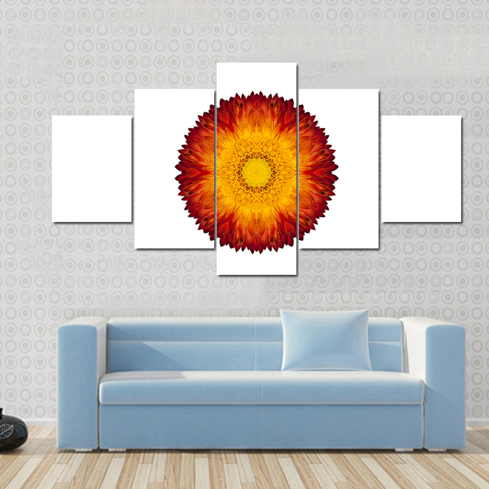 Kaleidoscopic Strawflower Mandala Canvas Wall Art