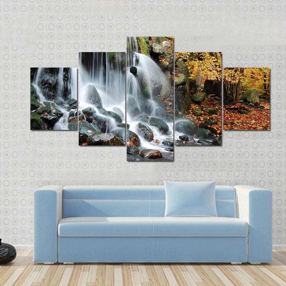 Autumn Waterfall in Sonsbeek Park Arnhem Canvas Wall Art