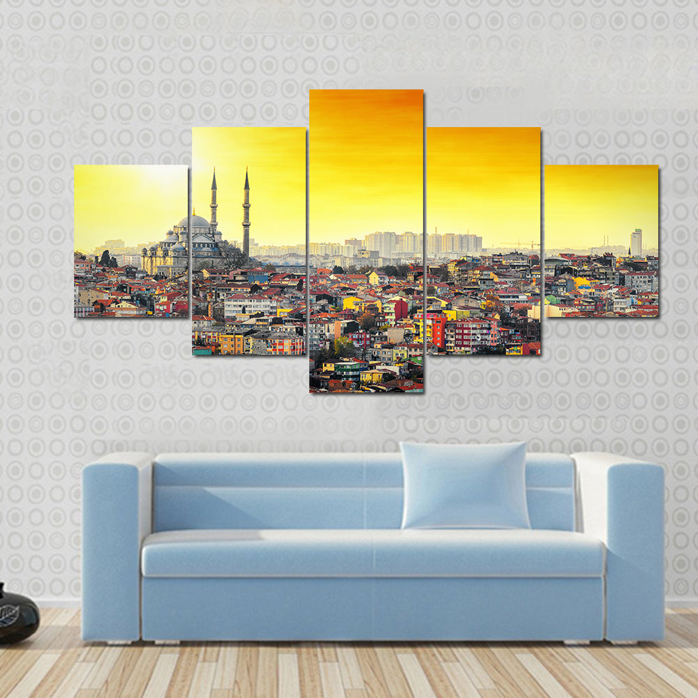 Mosque Suleymaniye At Sunset In Istanbul Canvas Wall Art