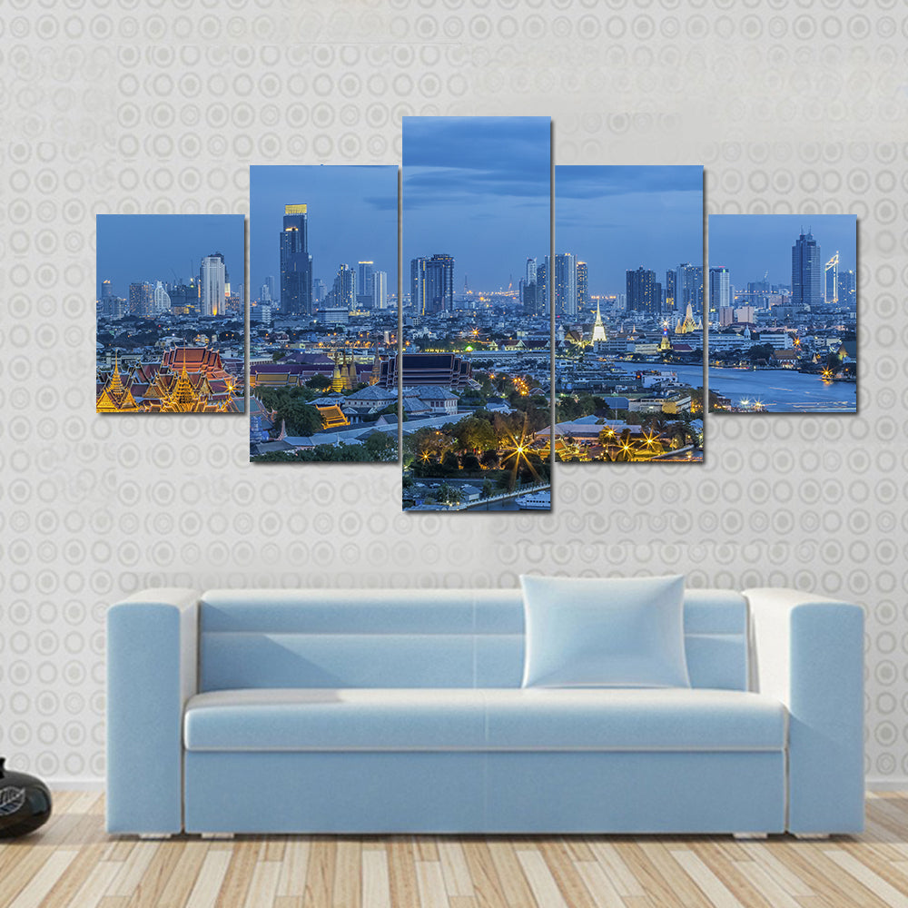 Grand Palace At Twilight In Bangkok Canvas Wall Art