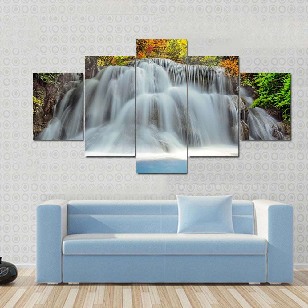 Tropical Waterfall In Thailand Canvas Wall Art