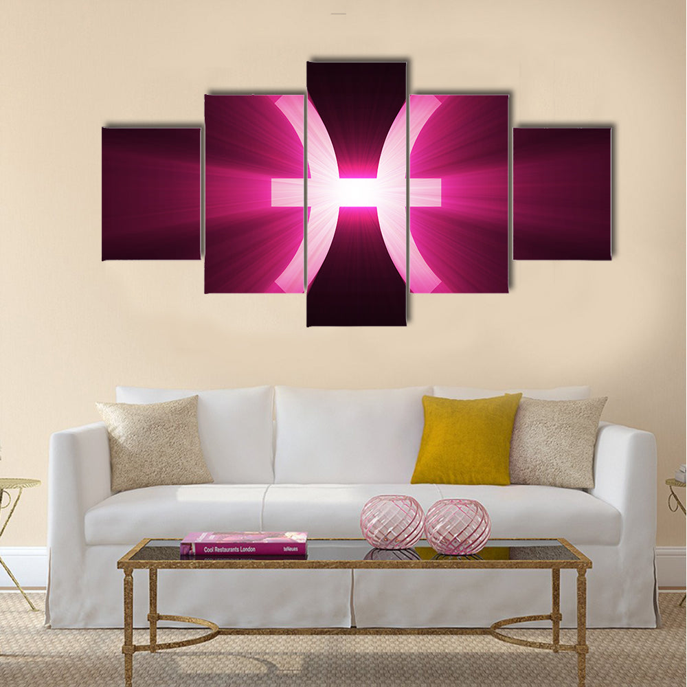 Glowing Pisces Zodiac Symbol Canvas Wall Art