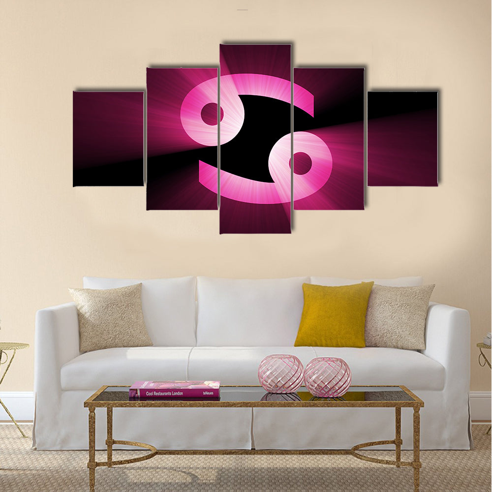 Magenta Cancer Zodiac Symbol Canvas Wall Art