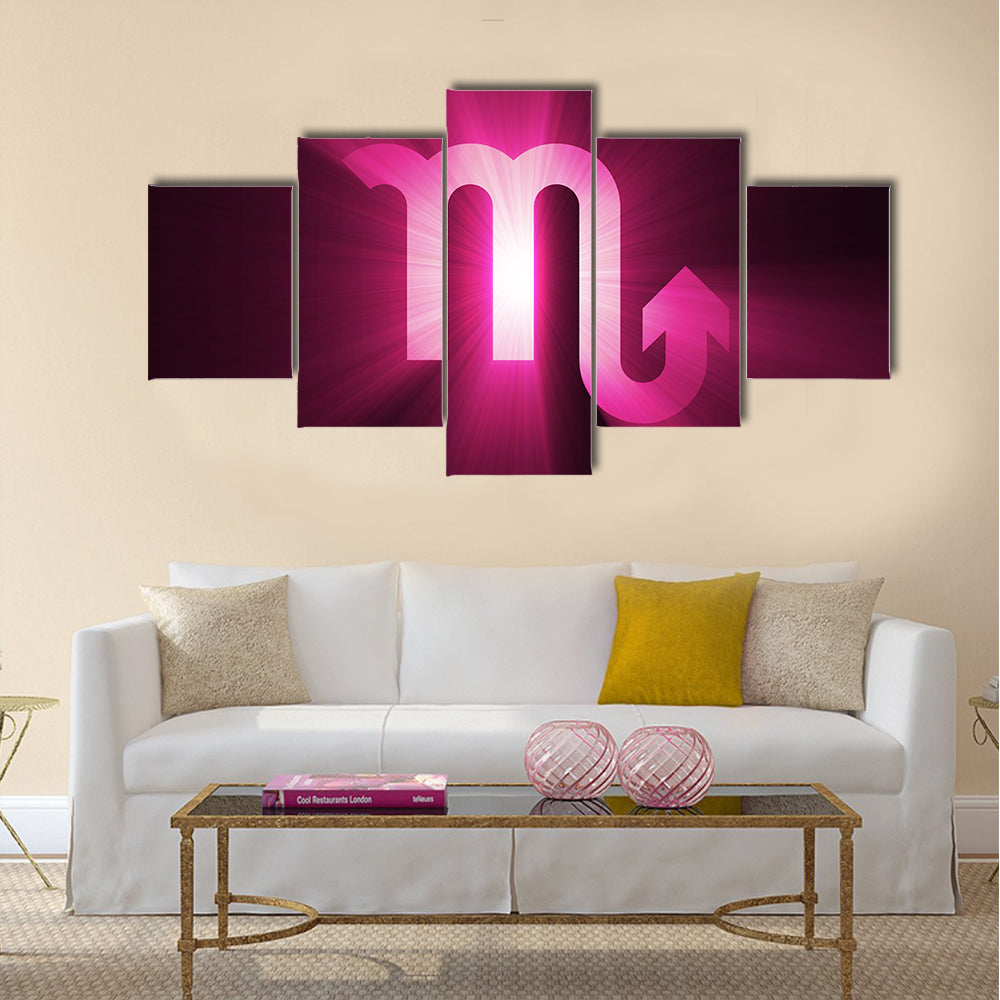 Glowing Scorpio Zodiac Glyph Canvas Wall Art