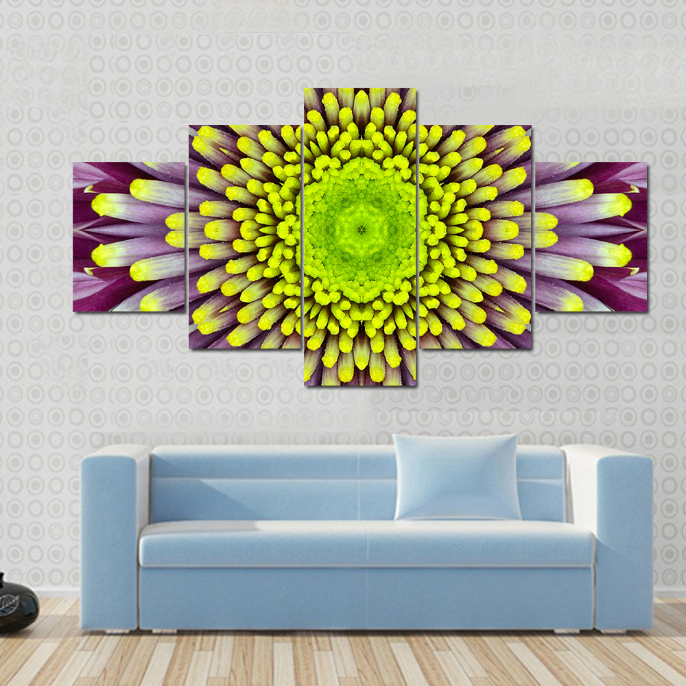 Purple And Green Concentric Flower Canvas Wall Art