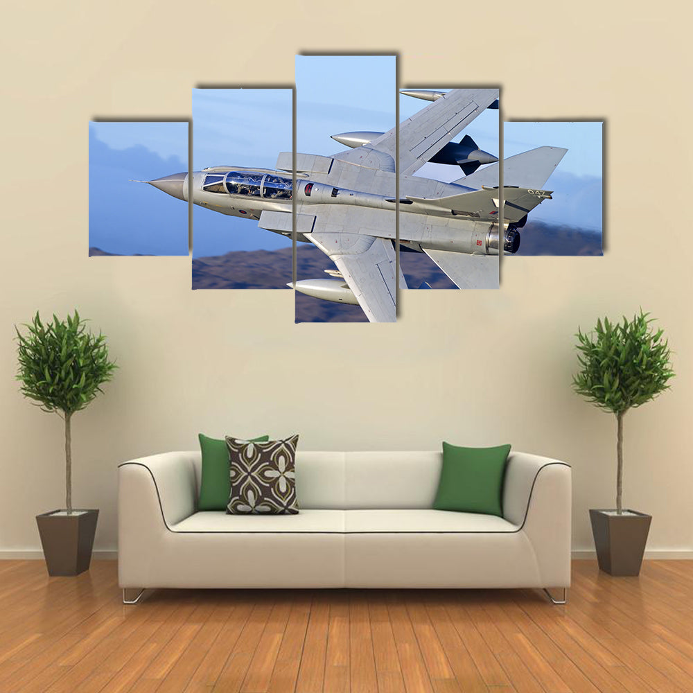 Tornado Gr4 Fighter Jet Over Mountains Canvas Wall Art