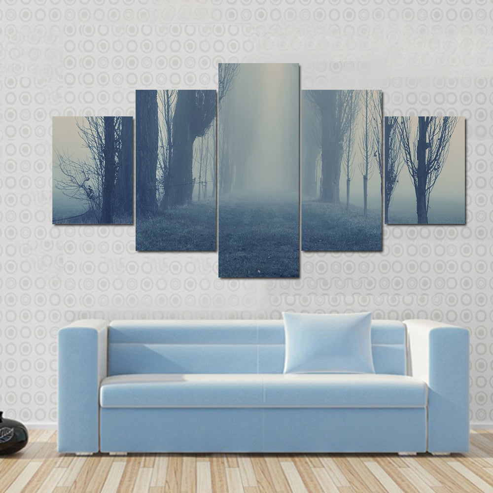 Autumn Fog in the Old Forest Canvas Wall Art