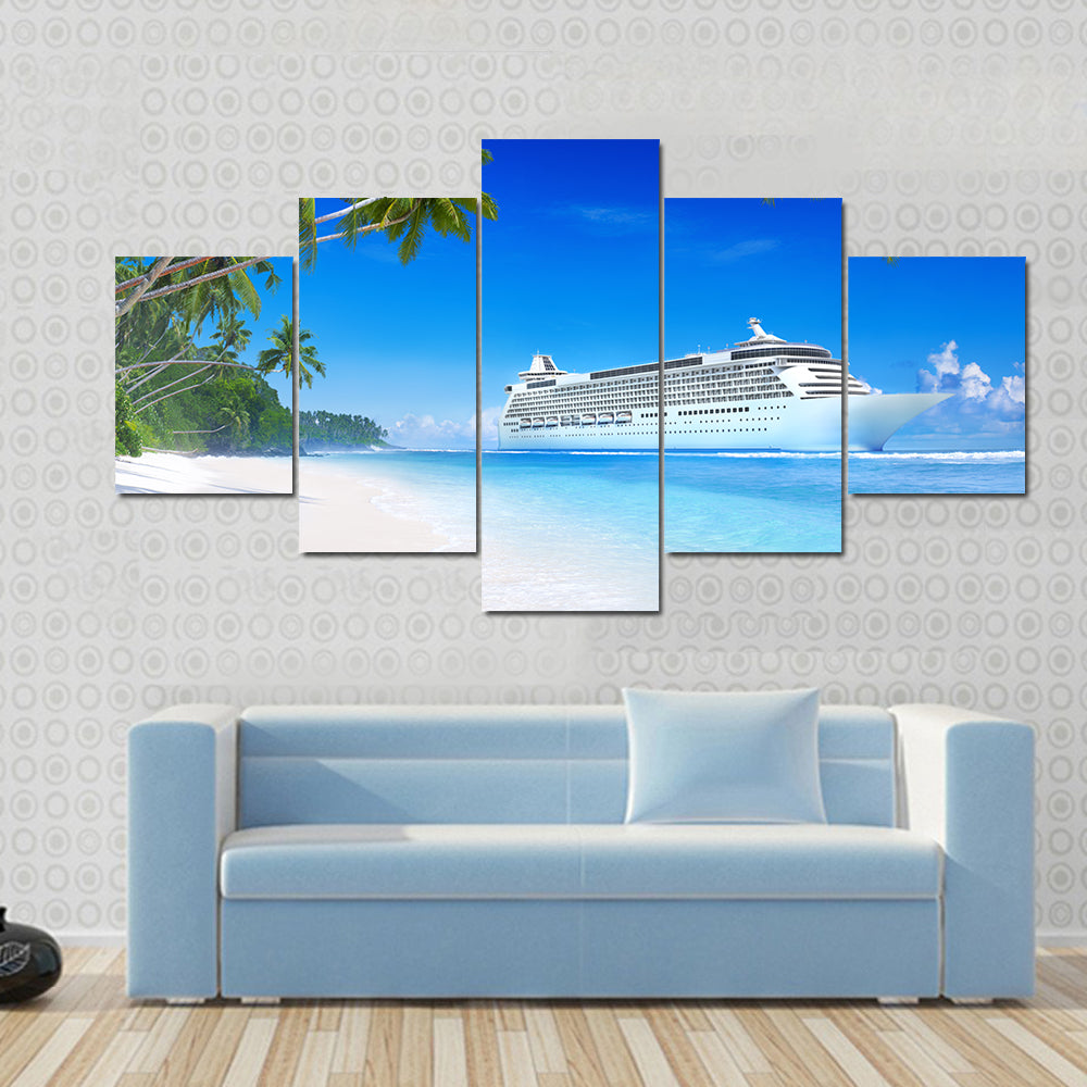 Cruise Ship in Tropical Waters Canvas Wall Art