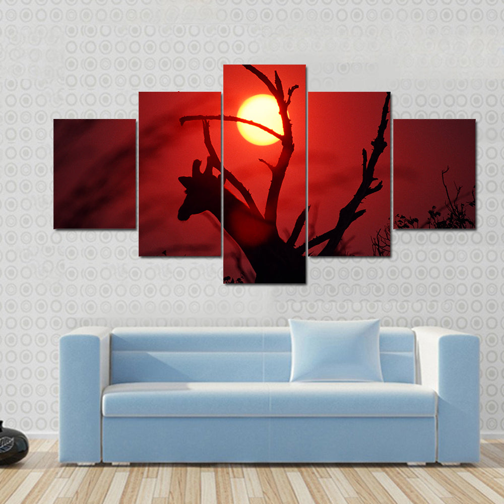An African Sunset In Mikumi Forest Tanzania Canvas Wall Art