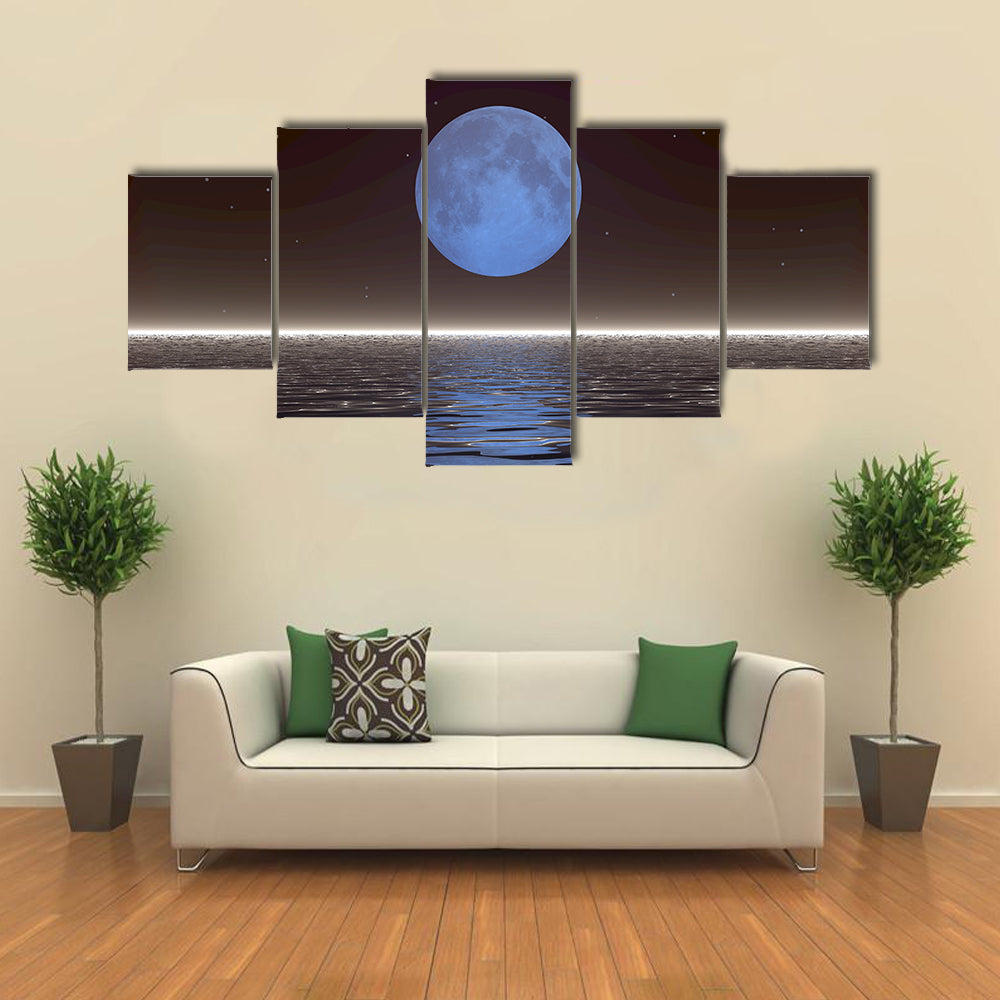 Surreal Moonset Over Water Canvas Wall Art
